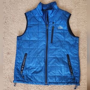 LL Bean Mens Packaway Blue Vest Primaloft Medium Blue Quilted Packable Outdoor